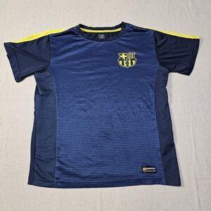 Fc Barcelona Jersey/tee Shirt Blue Yellow Mens Size Small BARCA On Back